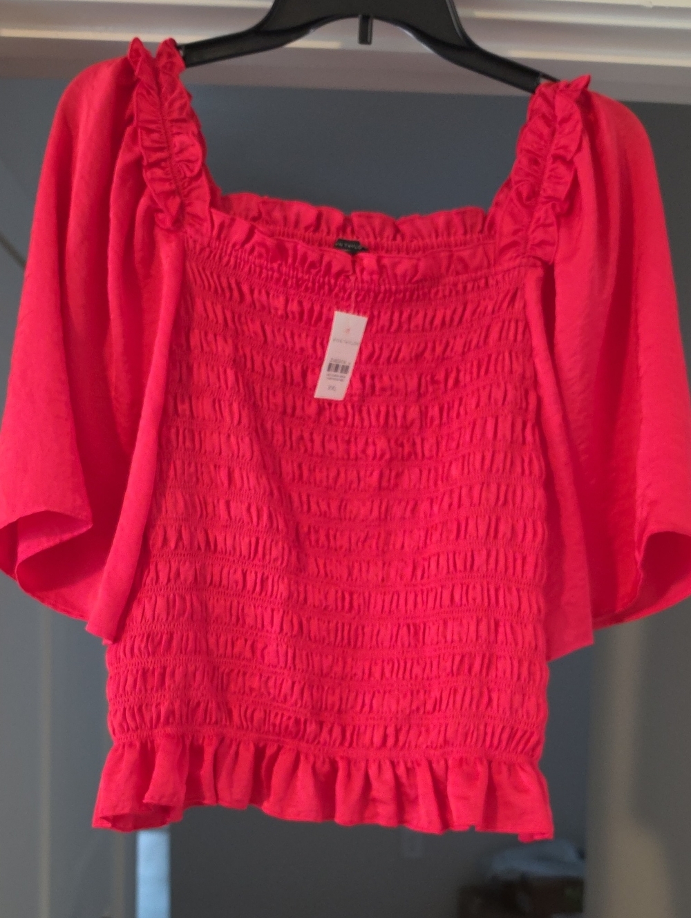 Smocked Ruffle Crop Top - Hot Pink
